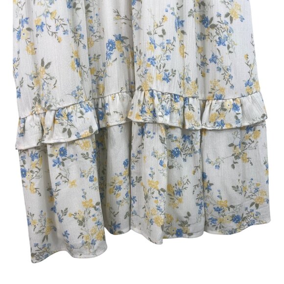 Wallflower Womens Size Large Floral Midi Dress With Ruffle Hem Adjustable Straps - Picture 4 of 13